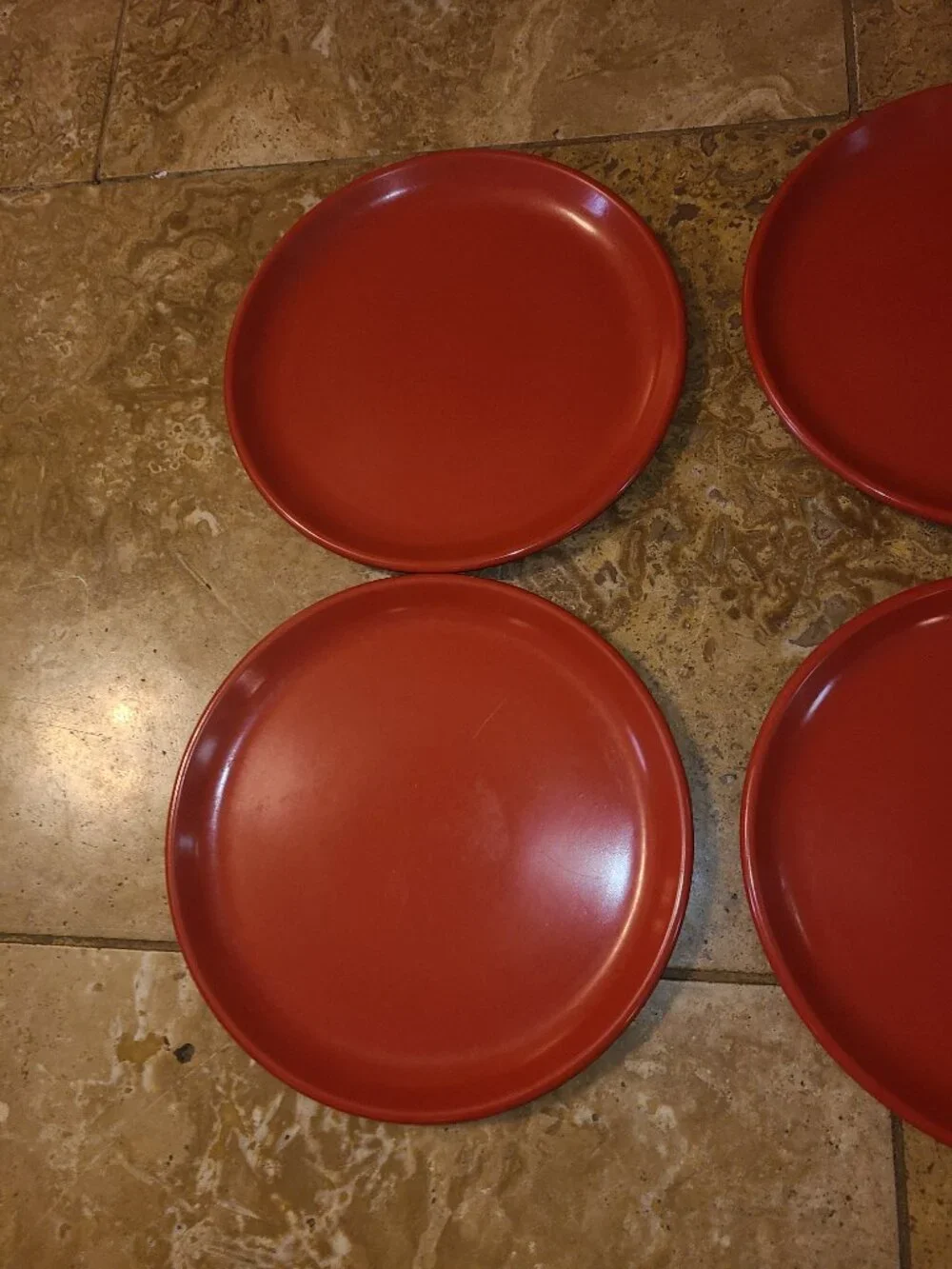 VTG Rubbermaid Melamine Plates Set Of 4 Red Dinner Plates 10